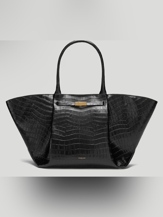 DeMellier Handbags - DeMellier Black Croc-Embossed Tote with Gold Accent NWOT